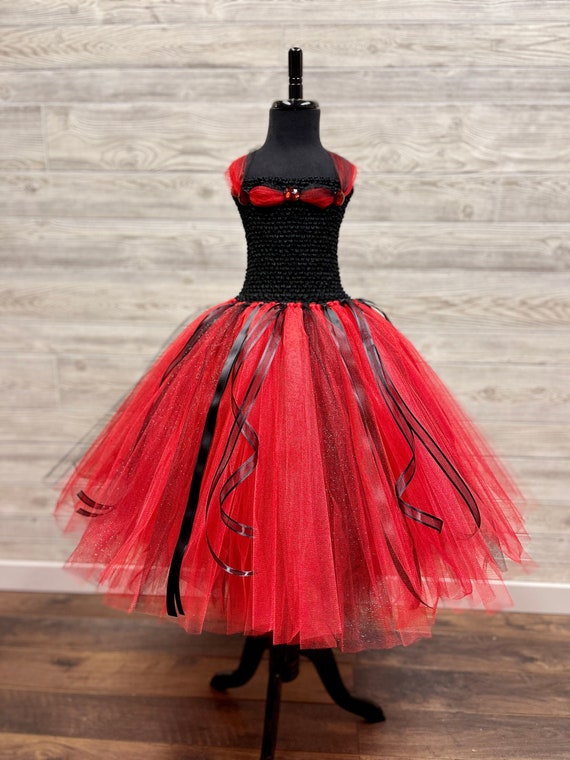 Vestido de princesa tutu rojo y negro para niñas Vestido de Etsy
