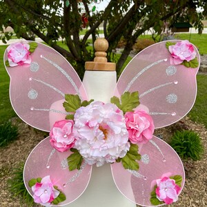 Pink Flower Fairy Wings - Fairy Cosplay - Woodland Fairy - Butterfly Wings - Floral Fairy Wings Kids - Flower Wings Adult