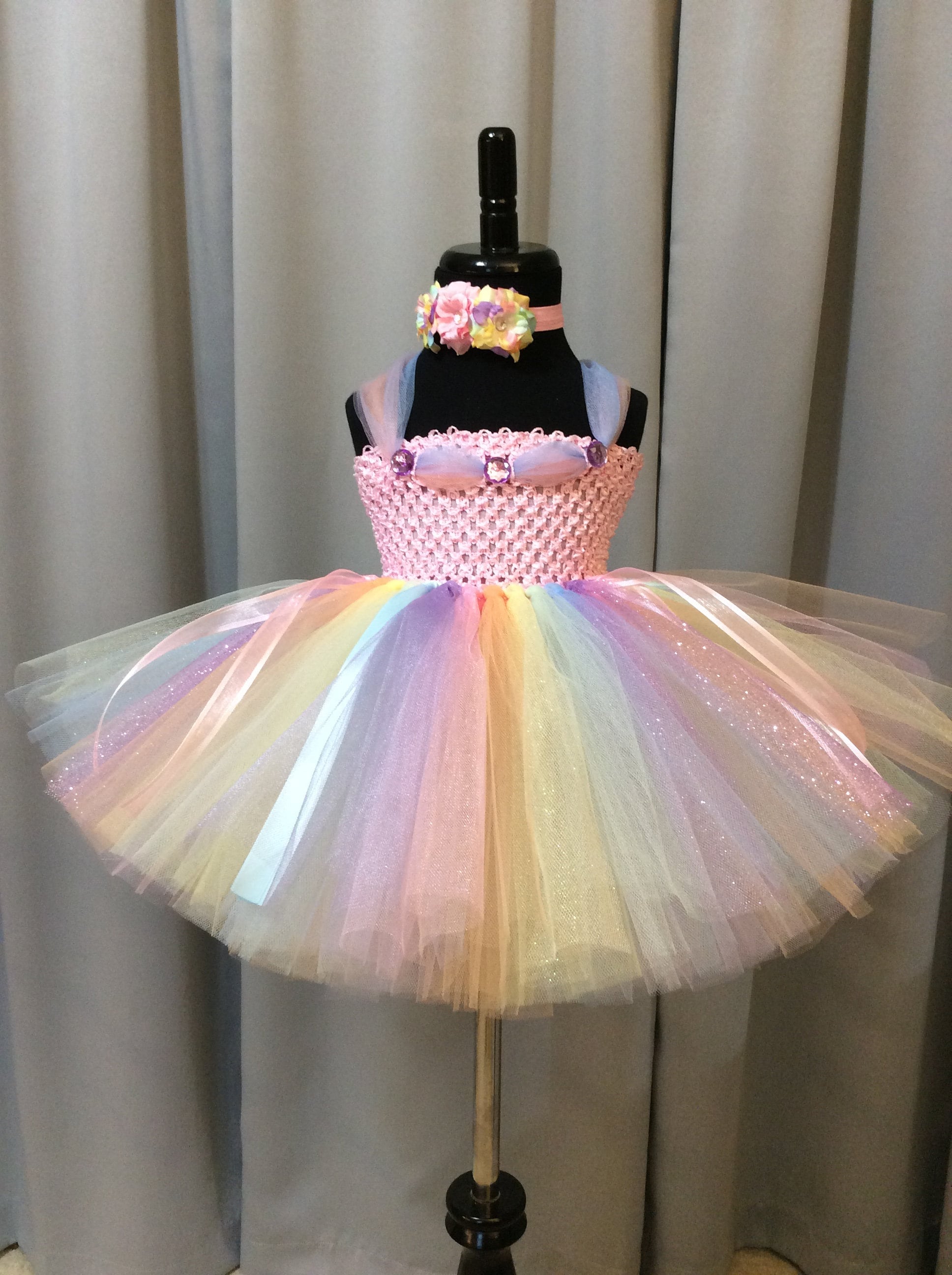 pastel rainbow baby dress