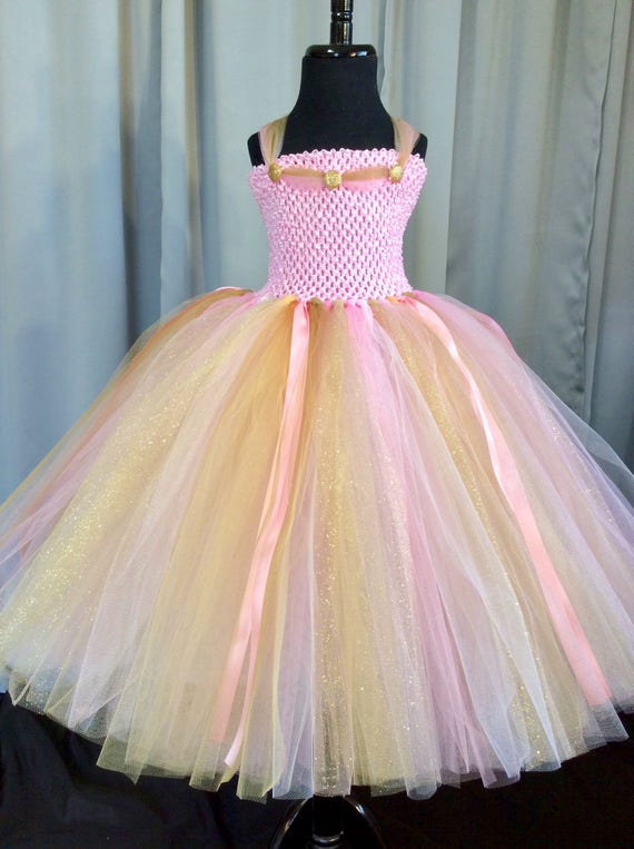 Pink and Gold Tutu Dress Princess Dress Up Birthday Dress | Etsy