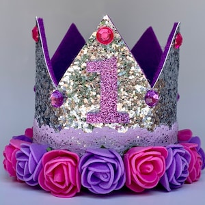 1st Birthday Crown, First Birthday Crown Girl, Birthday Party Hat, Birthday Crown Adult, Silver Crown, Flower Crown, Jewel Crown