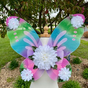 Rainbow Flower Fairy Wings - Fairy Cosplay - Woodland Fairy - Butterfly Wings - Floral Fairy Wings Kids - Flower Wings Adult