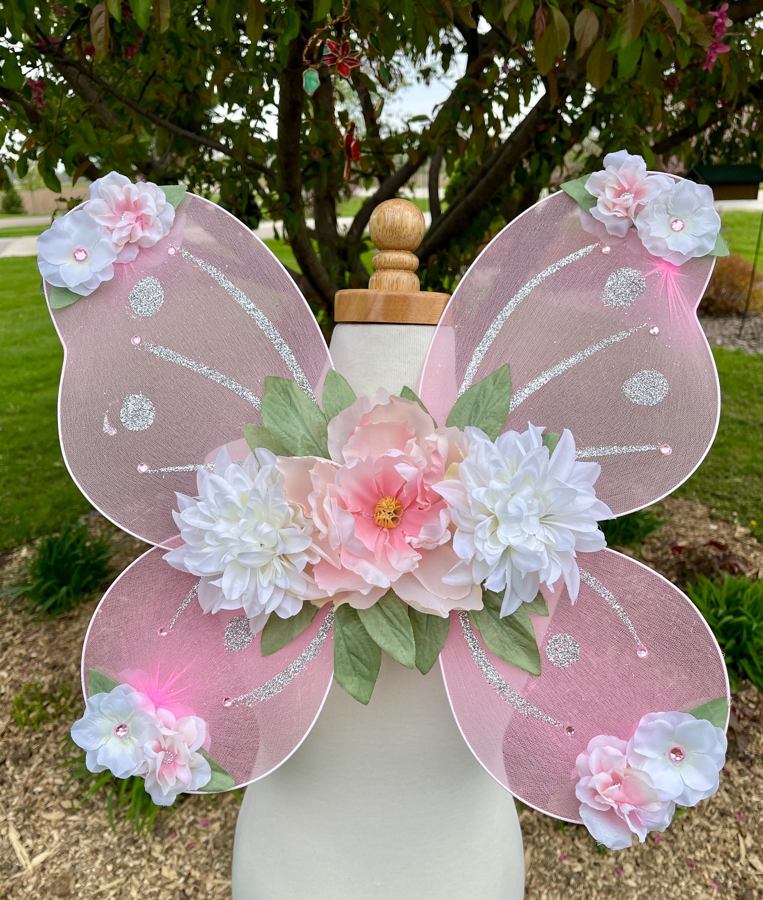 Pink & White Flower Fairy Wings - Floral Butterfly Pixie Wings - Etsy