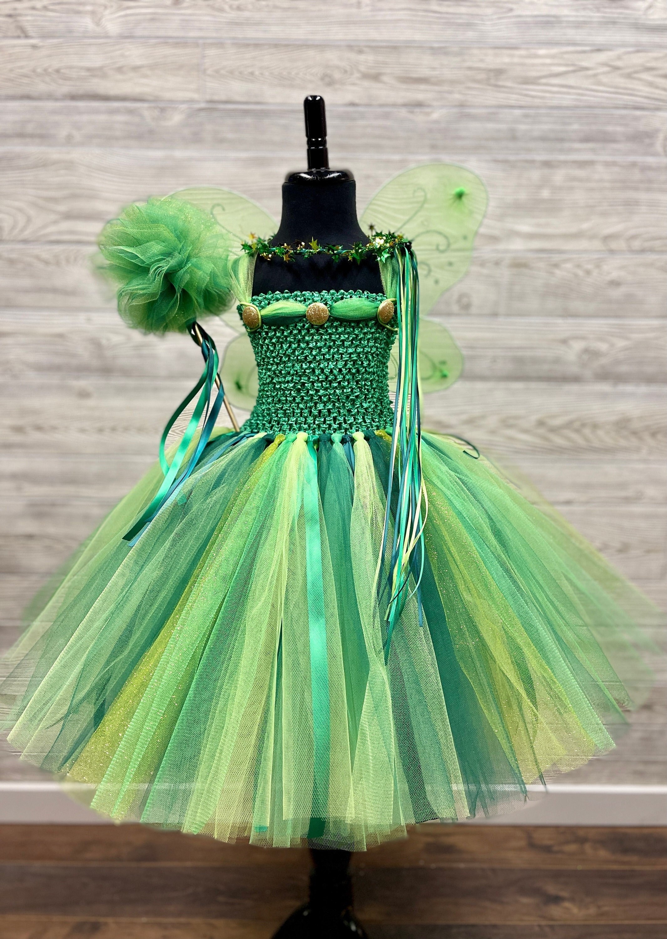 Womens Fairy Costume Sequin Fairy Corset Dress Halloween Costume Sexy Tube  Tops Short Green Dress with Wings