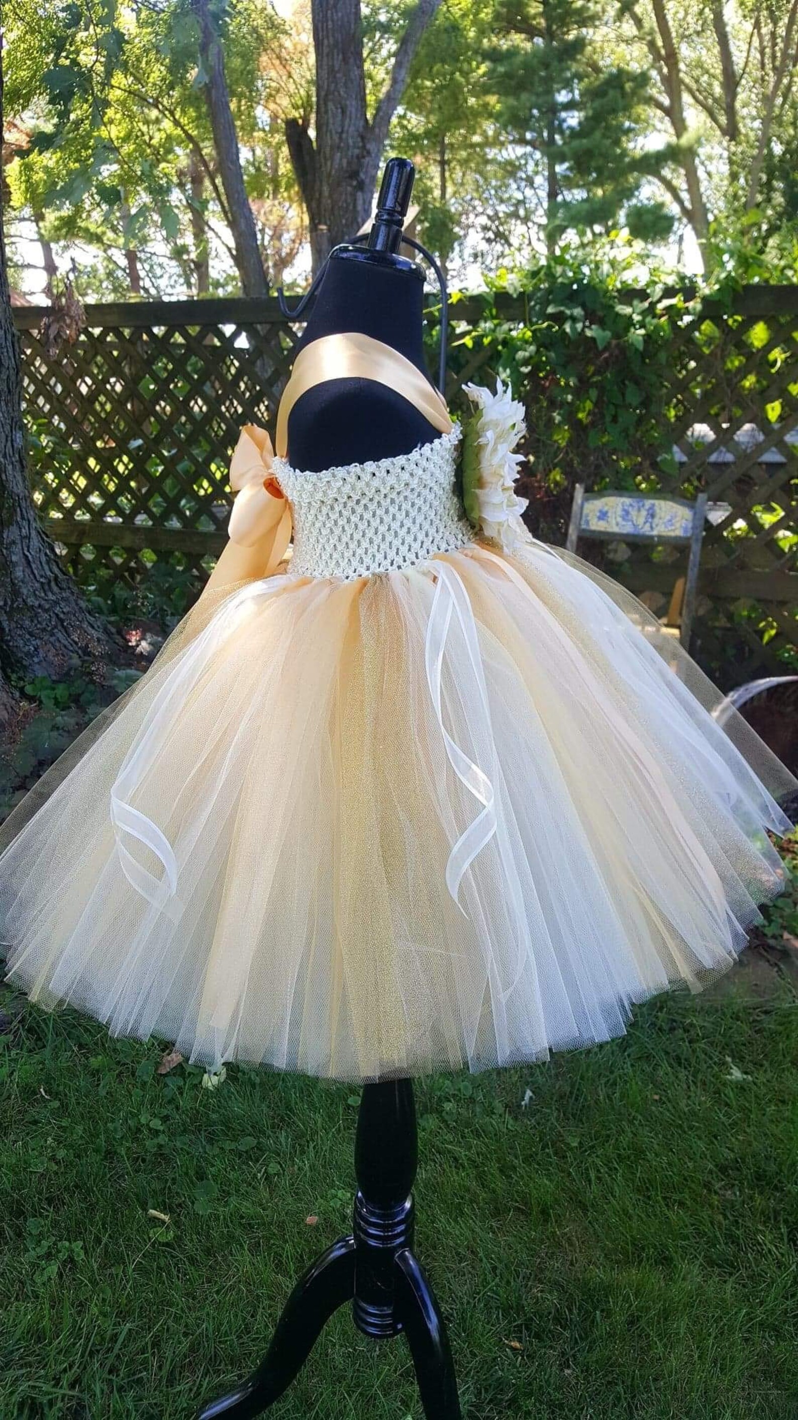 Ivory and Gold Sunflower Tutu Dress for Girls Fall Tutu for Etsy
