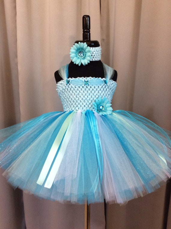 blue and white princess dress
