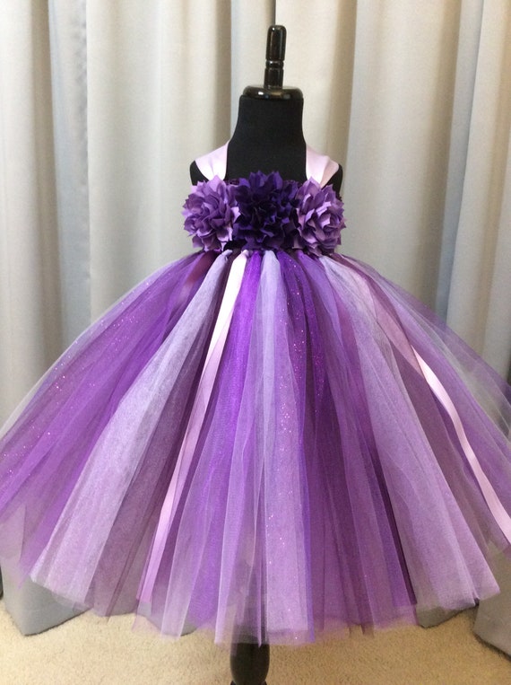 Plum purple and lavender flower girl dress floral bodice | Etsy