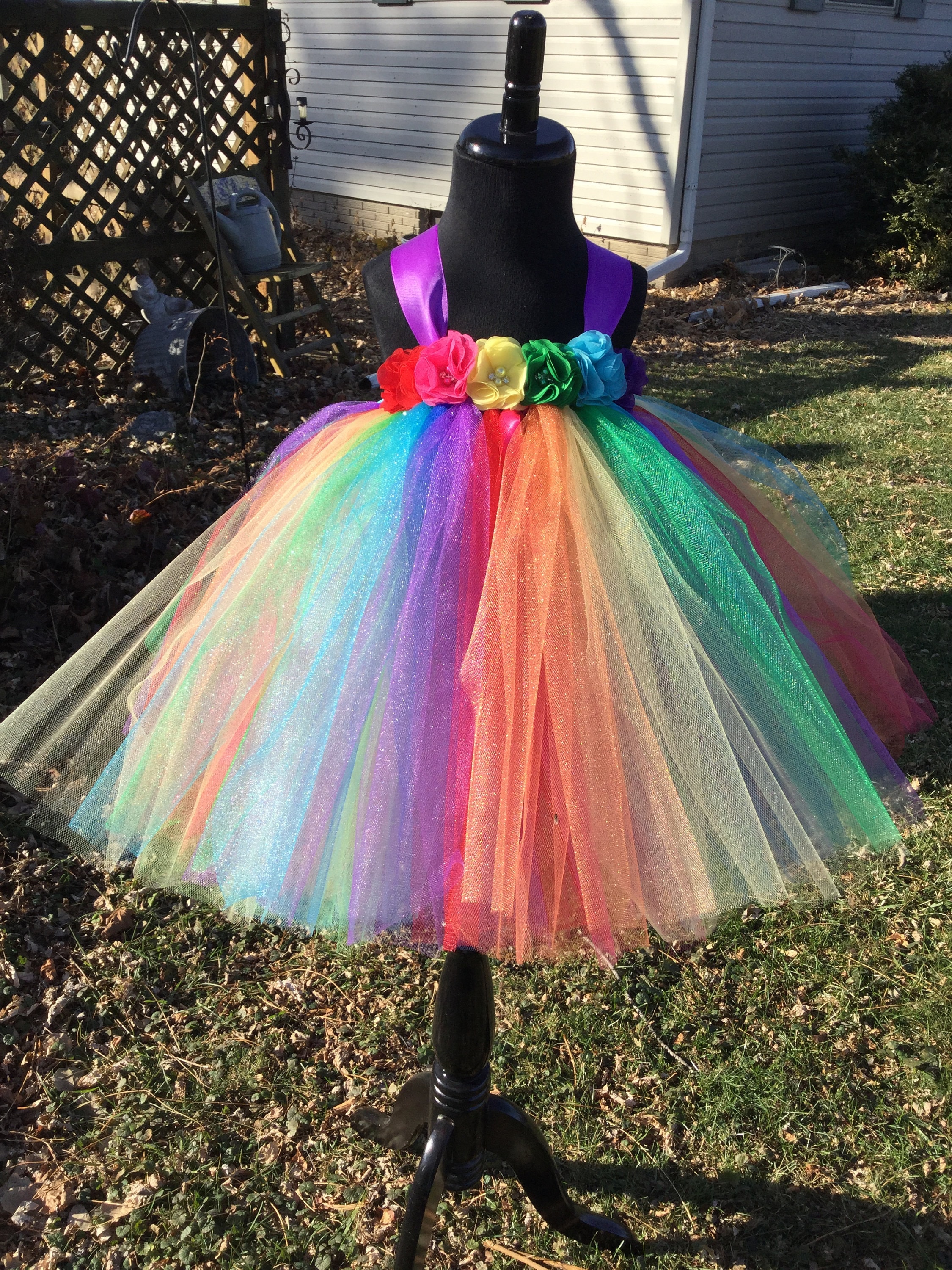 Primary Rainbow Princess Tulle Tutu - Floral Bodice - Toddler