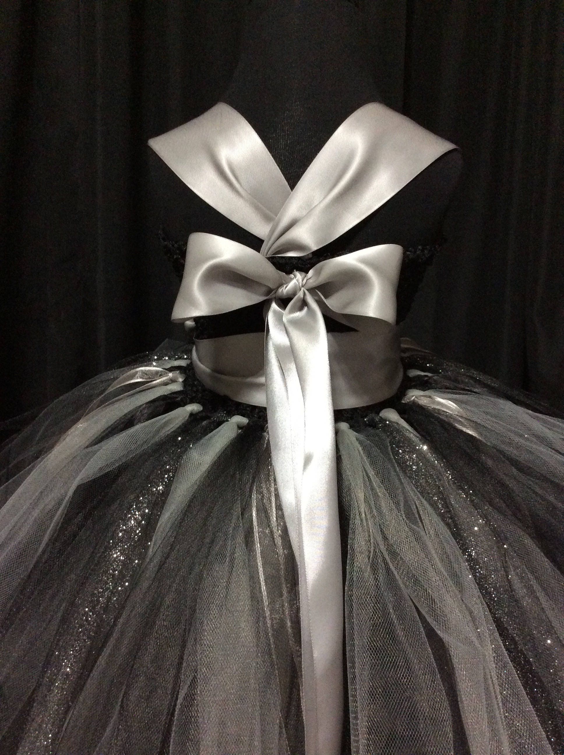 black and silver flower girl dresses