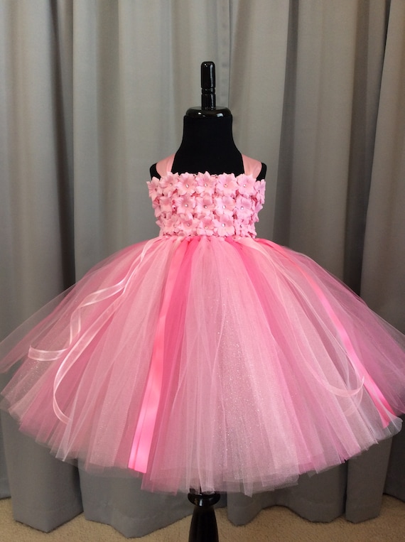 Pink princess dress pink floral bodice little girl tutu | Etsy