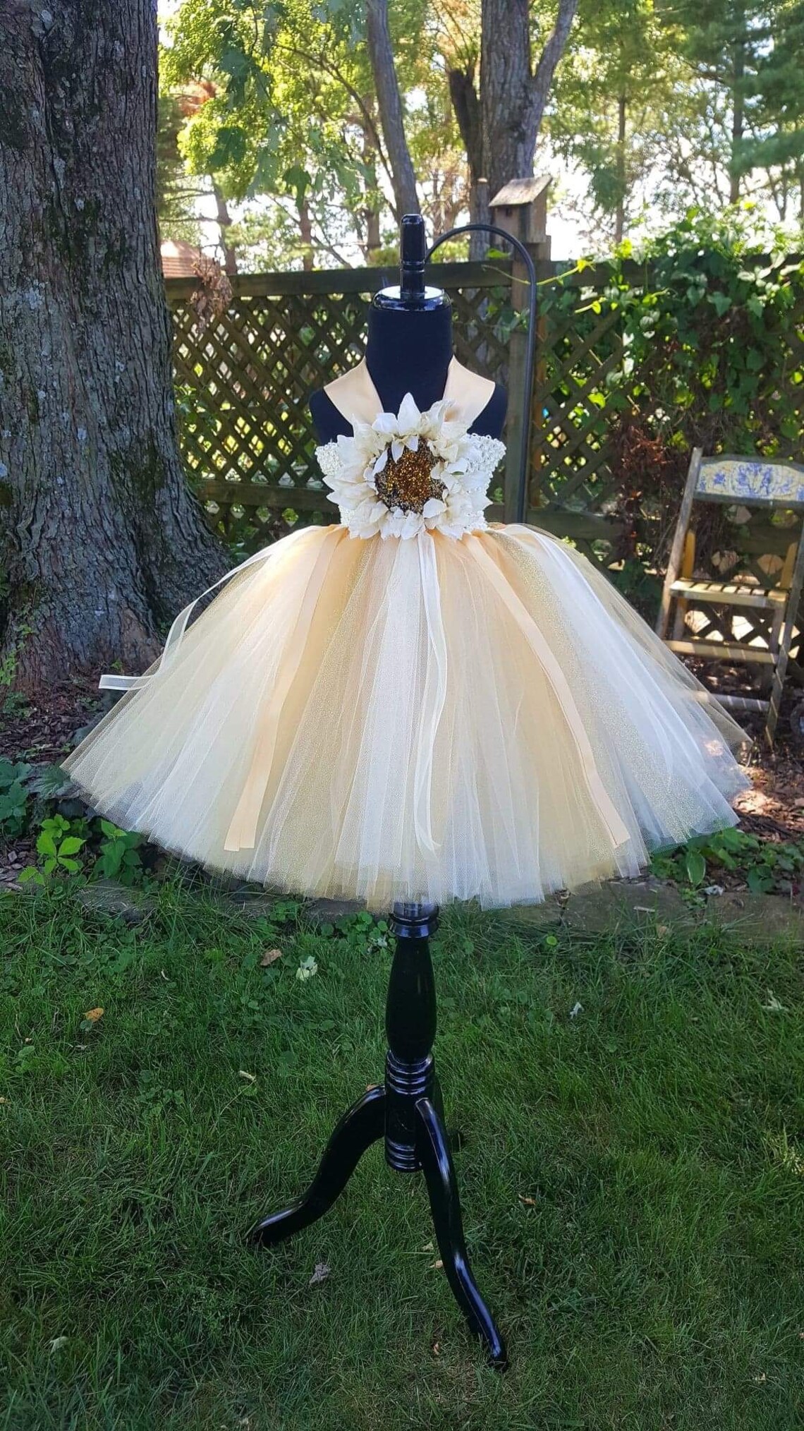 Ivory and Gold Sunflower Tutu Dress for Girls Fall Tutu for Etsy