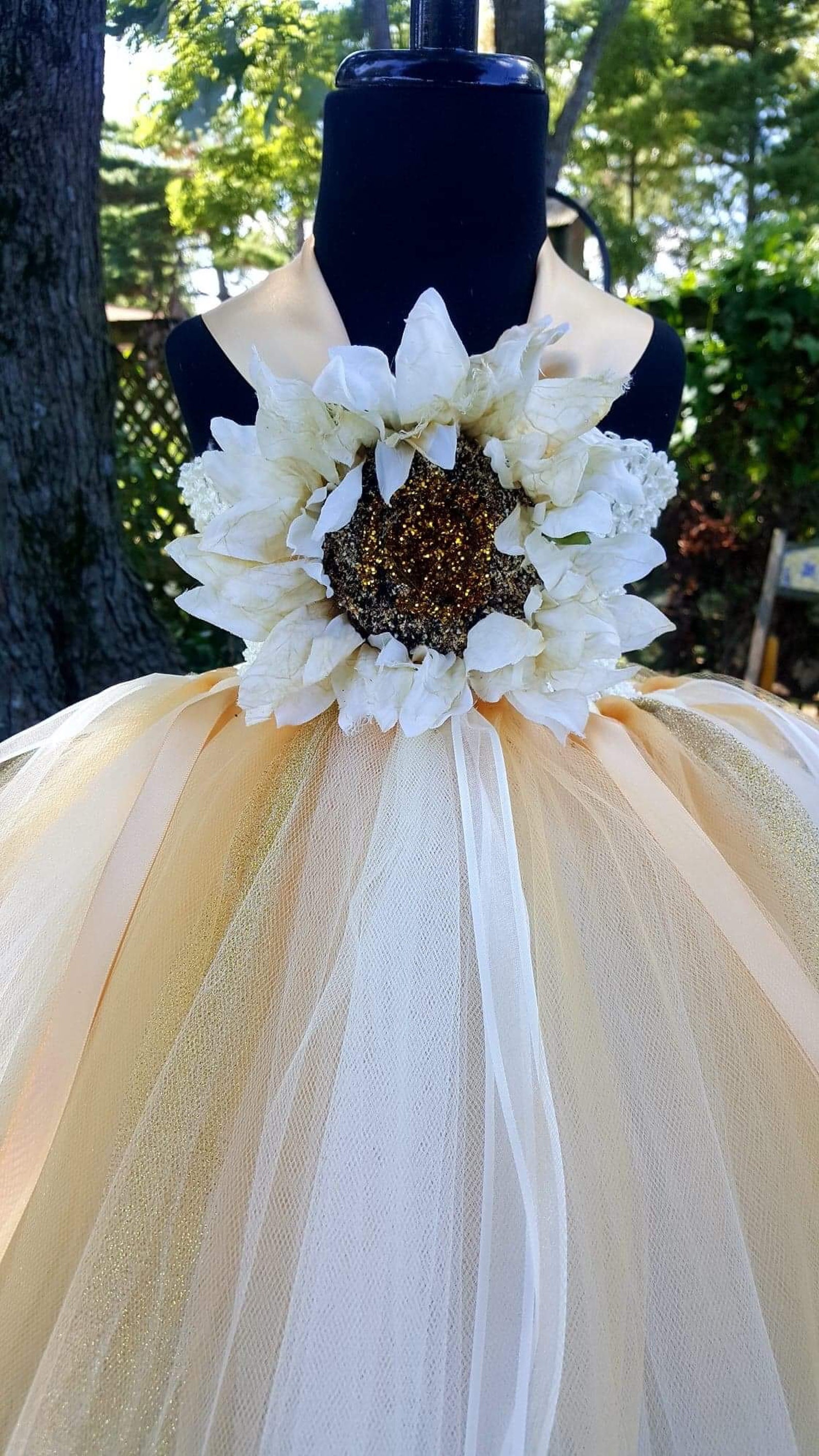 Ivory and Gold Sunflower Tutu Dress for Girls Fall Tutu for Etsy