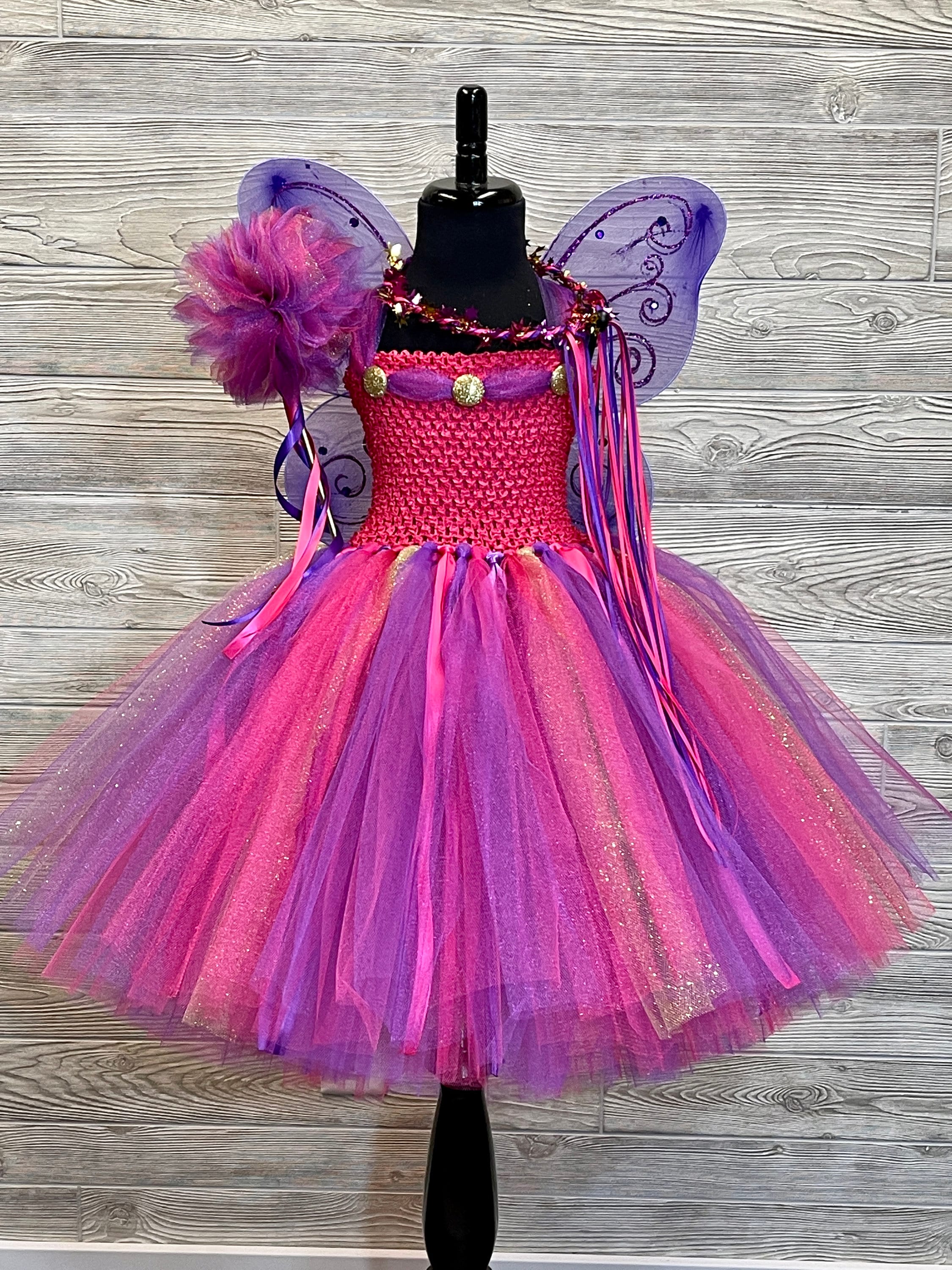 Österreich Flügel mit Krone, Kostüm Fee Tutu für Fee Fee lila Kostüm Etsy Prinzessin Mädchen Prinzessin Fee Fuchsia, - Kleid Geburtstag & Zauberstab, Gold