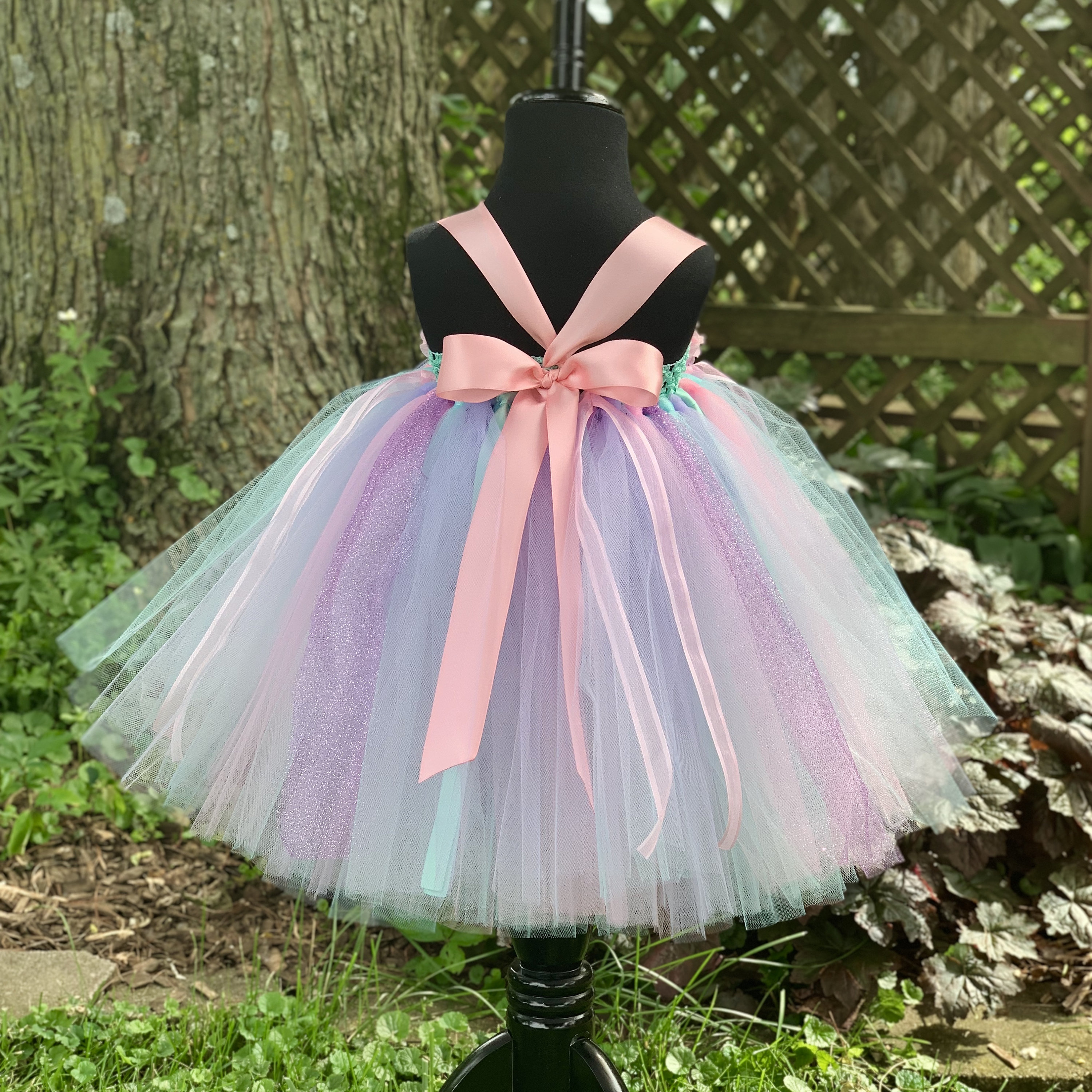 Pink Aqua Lavender Flower Princess Dress Tutu Dress Baby Tutu Dress