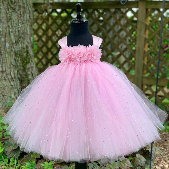 Vestido de tutú princesa rosa para niñas Brillante punto tul - Etsy España