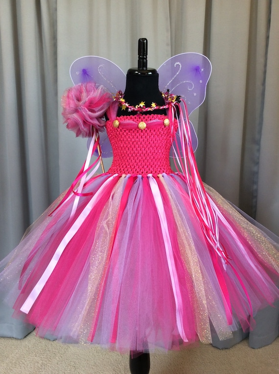 Girls Fairy Wing Dress Elf Fairy Costume For Kids 4pcs Girls Fairy Wings  Costume Fancy Dress Tulle Dress With Wings Fairy Stick - AliExpress