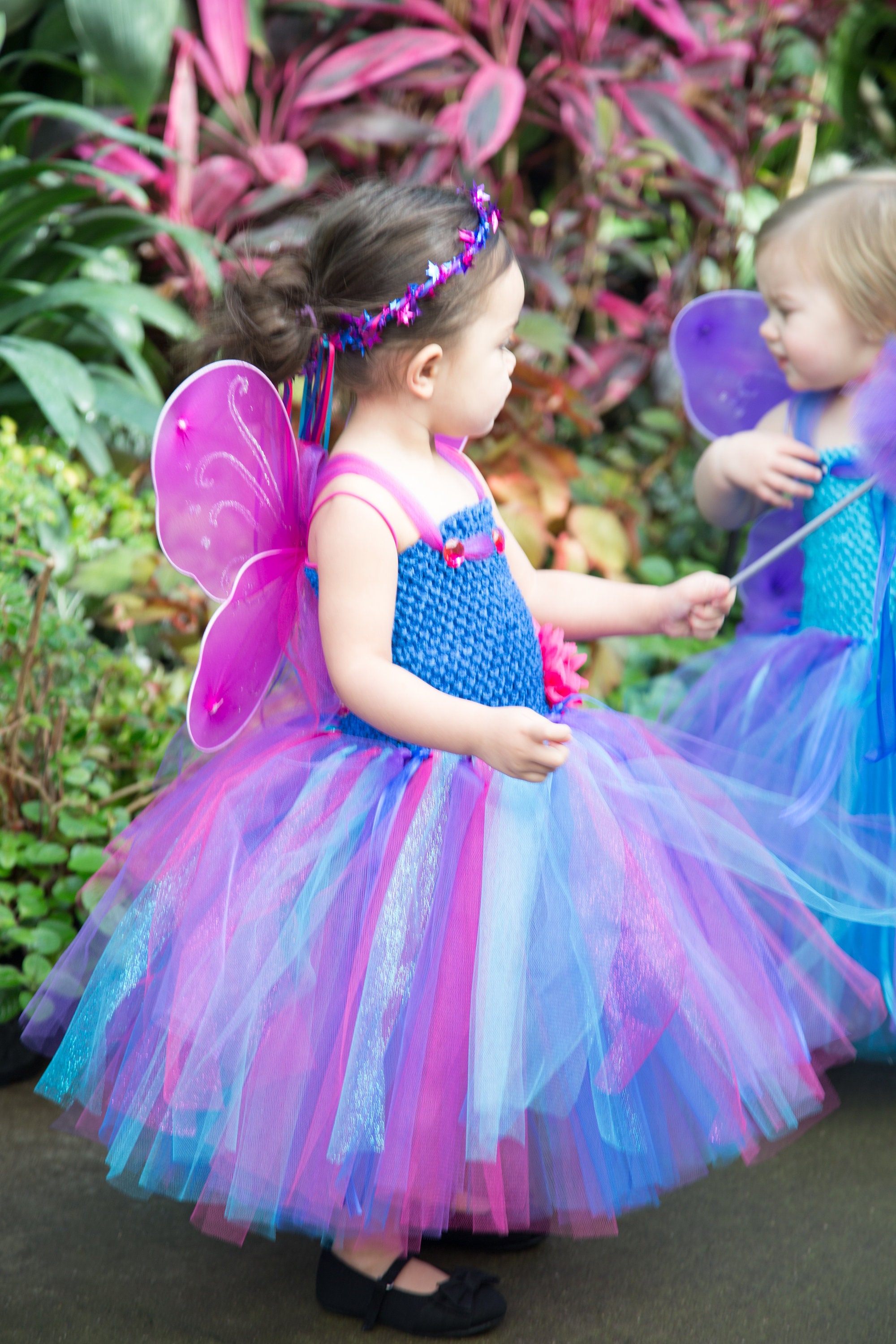 vleugels; Multi kleur fee kostuum voor meisjes; Fairy aankleden; Tutu Toverstaf fuchsia Royal blauw & paarse fairy tutu jurk w/kroon turquoise Kleding Meisjeskleding Verkleden 