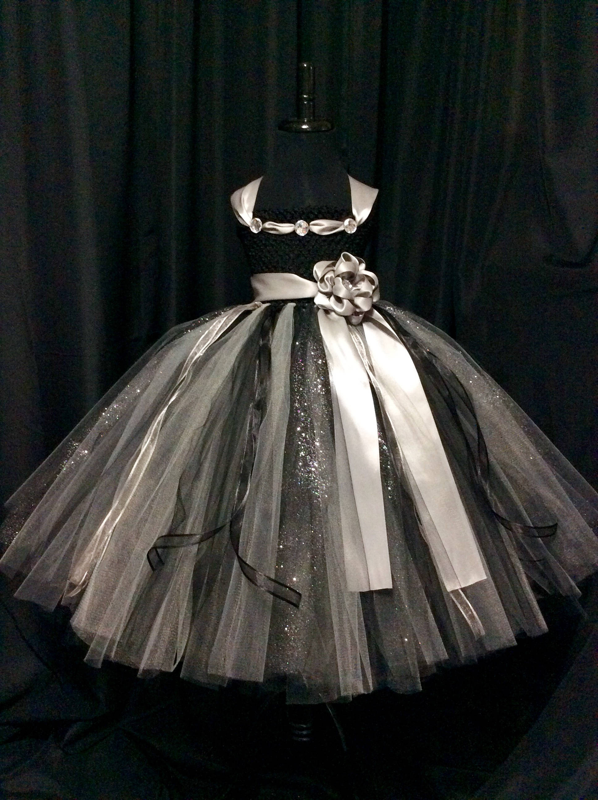 Black Tulle Flower Girl Dress 1
