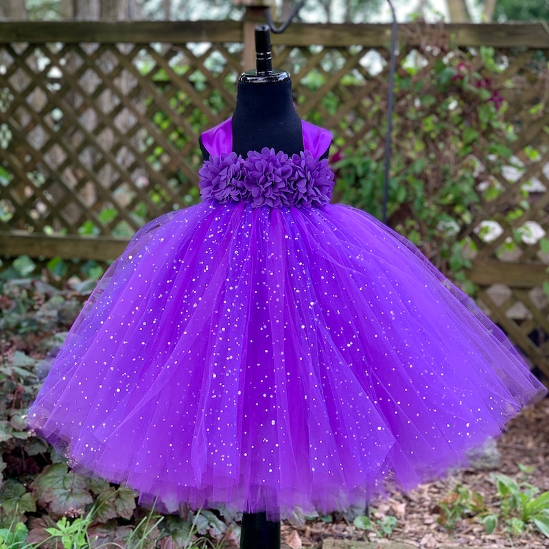Regal Purple One-Shoulder Tulle Dress for Girls