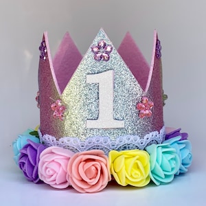 1st Birthday Crown, First Birthday Crown Girl, Birthday Party Hat, Birthday Crown Adult, Rainbow Crown, Flower Crown, Jewel Crown, Rainbow