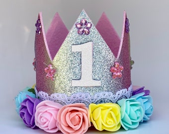 1st Birthday Crown, First Birthday Crown Girl, Birthday Party Hat, Birthday Crown Adult, Rainbow Crown, Flower Crown, Jewel Crown, Rainbow