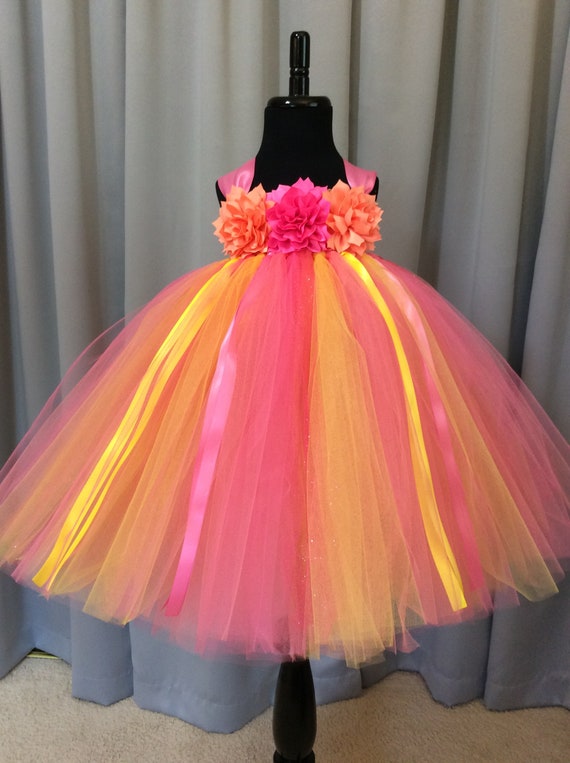 Coral Pink and Yellow Princess Tutu Dress Sunset Colors Tutu Dress Toddler Tutu Dress Baby Princess Dresses for Girls Dress Up Etsy UK