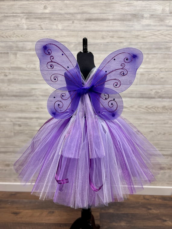 sachin and babi light blue dress Purple Lavender White Fairy Princess Birthday Costume W/crown Wand Fairy  Wings - Full 3 Layer Tulle Tutu Skirt