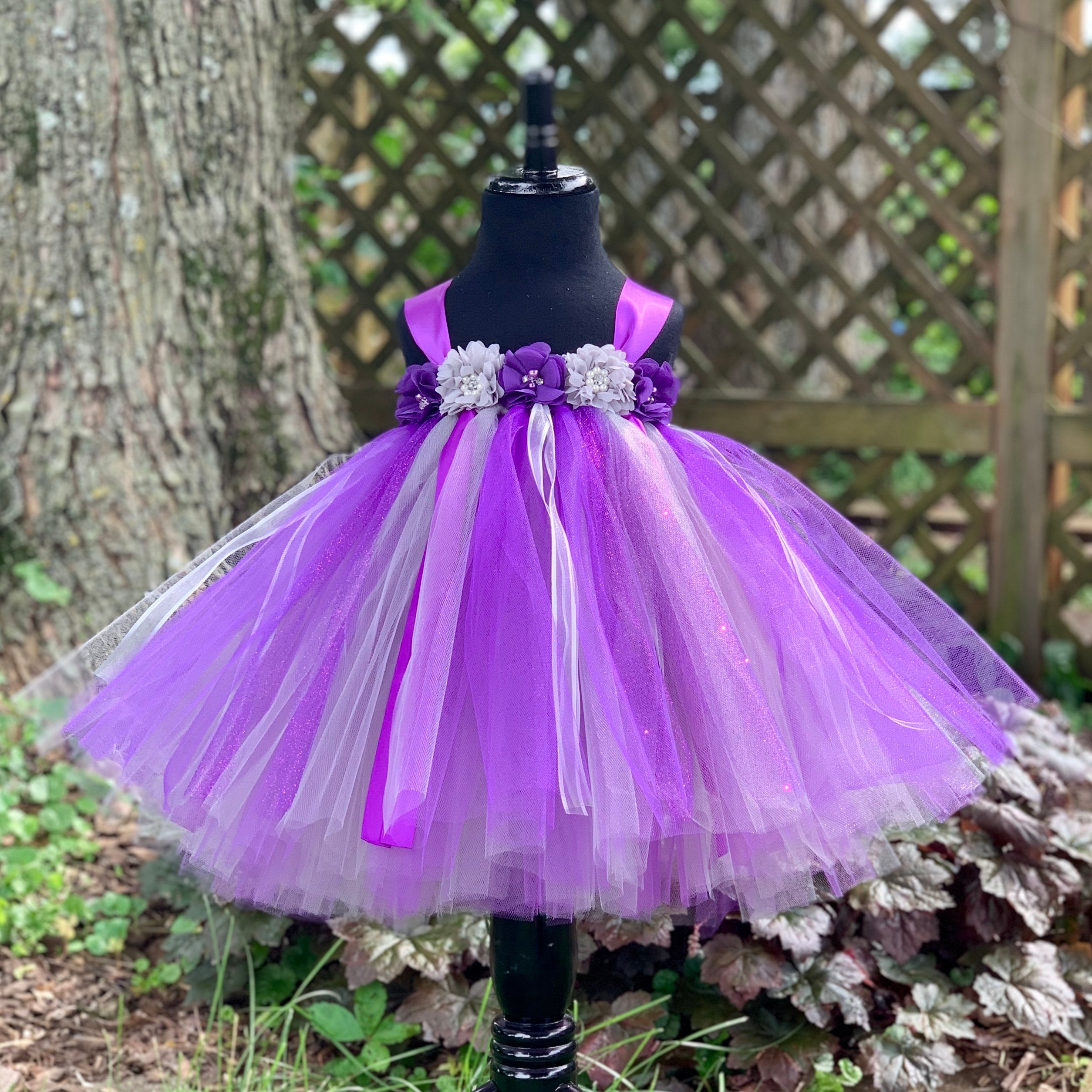 Purple & silver flower princess dress tutu dress baby tutu Etsy