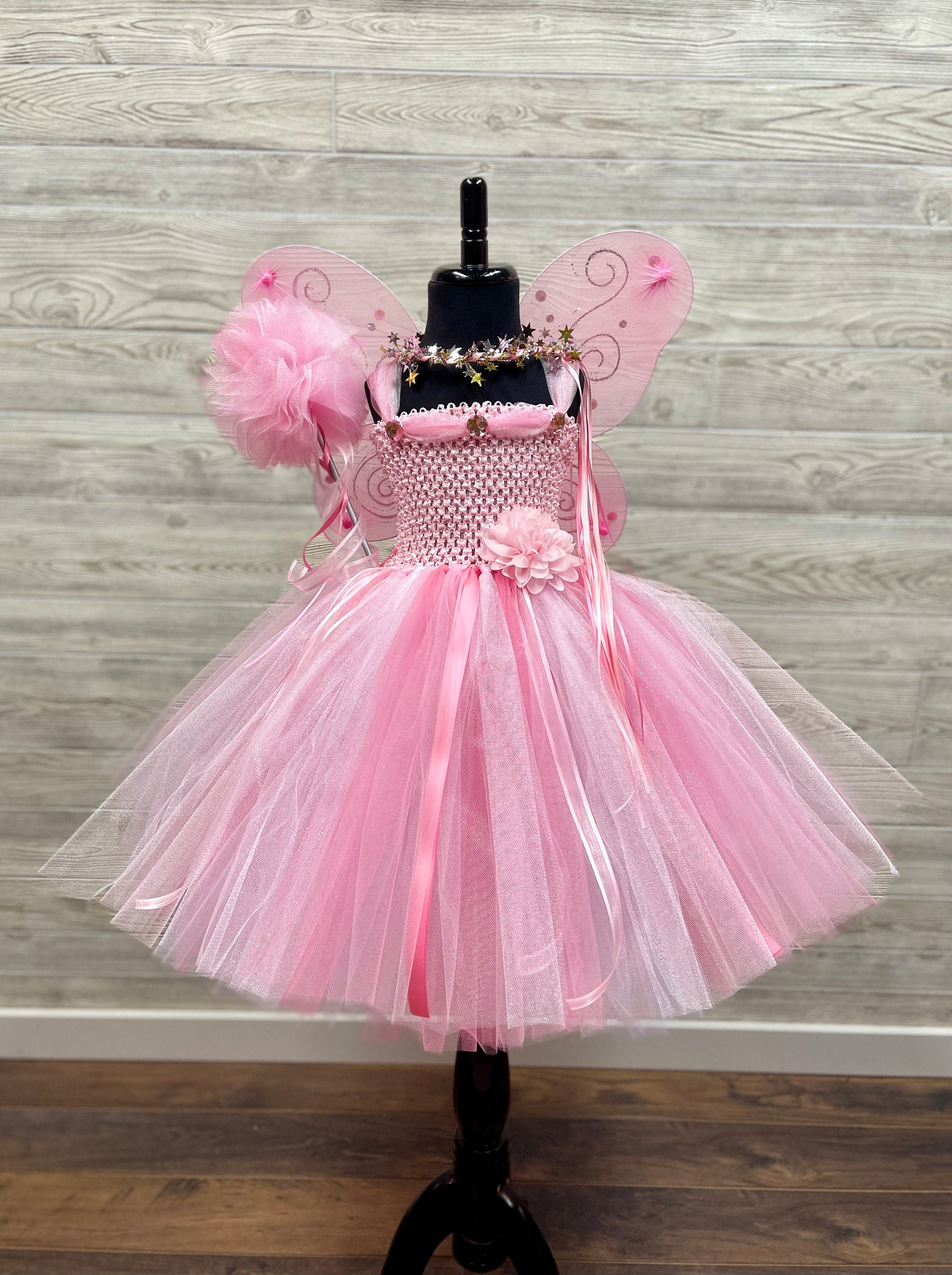 Bright Pink Fairy Princess Costume Princess Tutu Dress With Crown, Wand,  Wings Fairy Princess Birthday Fairy Costume for Girls Dress Up - Etsy