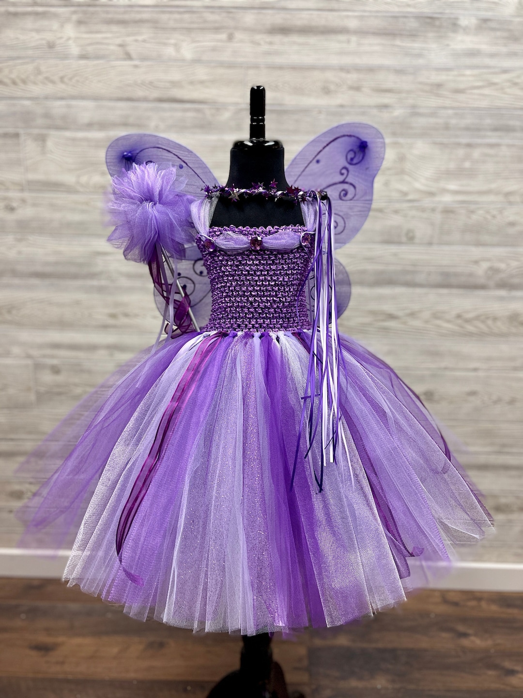 Purple Lavender White Fairy Princess Costume Set Tutu Dress