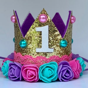 1st Birthday Crown, First Birthday Crown Girl, Birthday Party Hat, Birthday Crown Adult, Gold Crown, Flower Crown, Jewel Crown