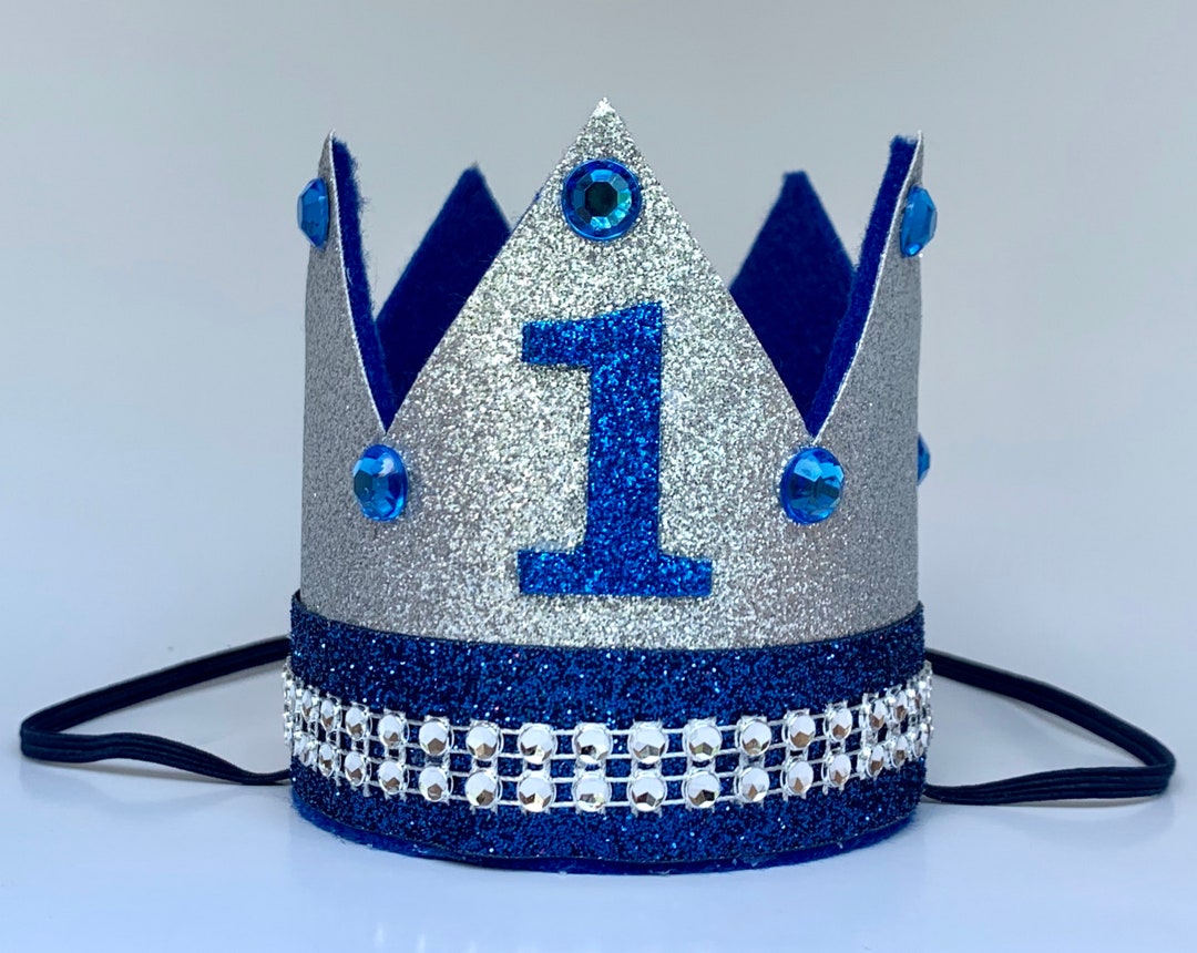 Personalized Royal Blue First Birthday Boy Crown Hat King, Prince Crown ...