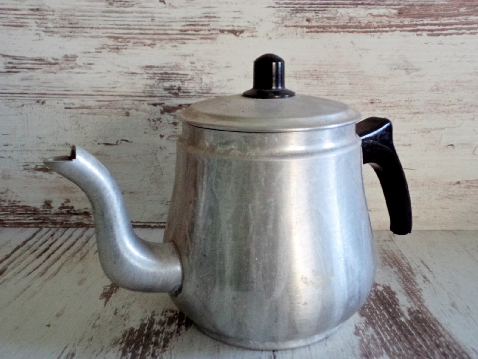 Vintage Coffee Kettle With Lid, Milk Jug, Retro Aluminum Teapot, Black