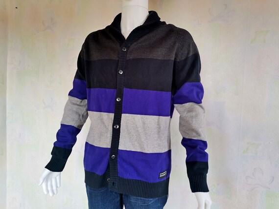 Men's Striped Mohair Sweater - Purple / XXL | mnml