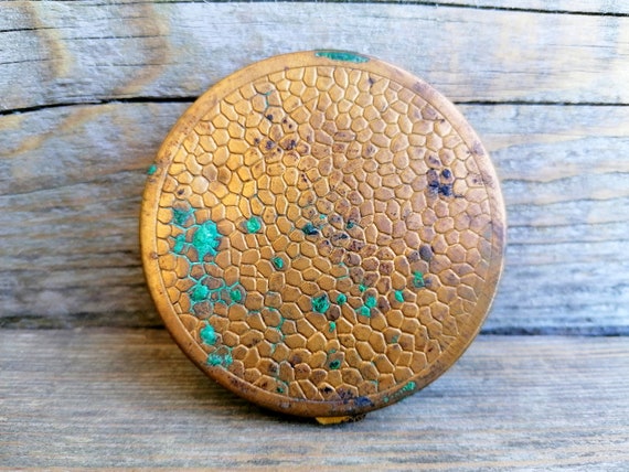 50s - 60s Retro Powder Compact with Mirror, Brass… - image 3