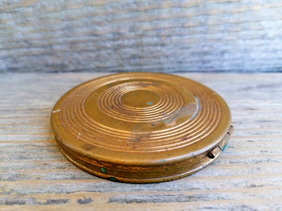 50s - 60s Retro Powder Compact with Mirror, Brass… - image 7