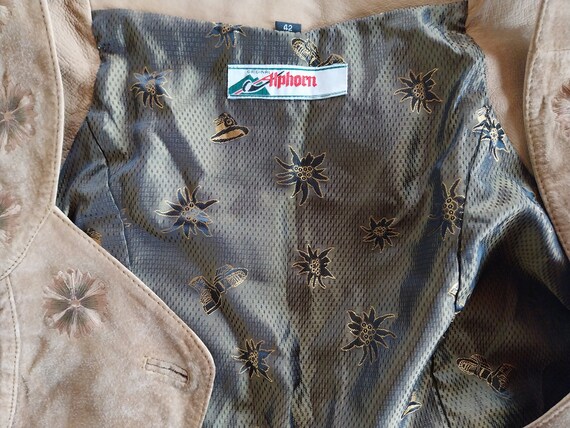 Vintage Dirndl Real Suede Top Vest, Light Brown S… - image 3