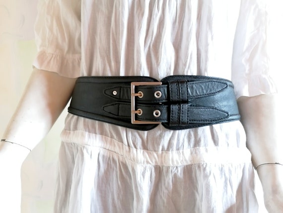 Vtg Steampunk Women's Belt, Genuine Split Leather Wide Belt, Retro Dress Black  Waist Belt, Western Style Belt, Gift for Her, Women's Gift, 