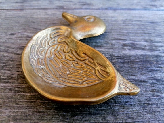 Vintage Brass Miniature Duckling, Small Brass Tri… - image 2