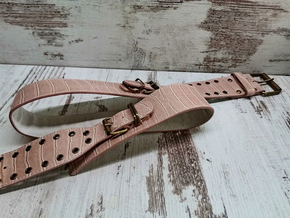 Vintage Crocodile Print Women's Belt, Genuine Crea