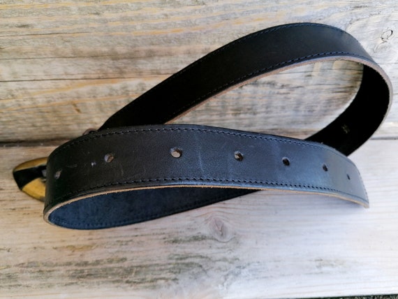 Bikers Real Leather Belt, Black Genuine Leather B… - image 5
