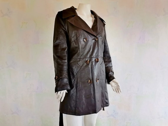 Vtg Real Leather Peacoat, FRIITALA Women's Belted Peacoat, Made in