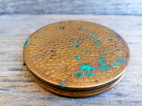 50s - 60s Retro Powder Compact with Mirror, Brass… - image 8