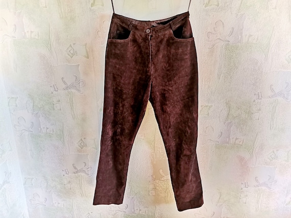 Cowboys Suede Leather Pants, Real Brown Leather Pa