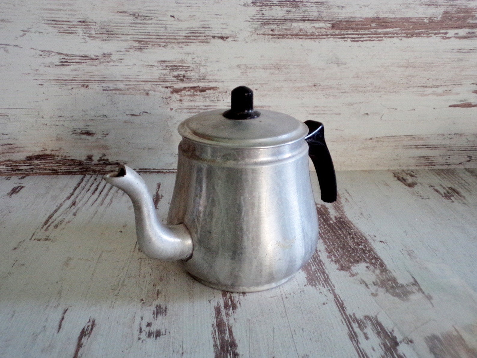 Vintage Coffee Kettle With Lid, Milk Jug, Retro Aluminum Teapot, Black