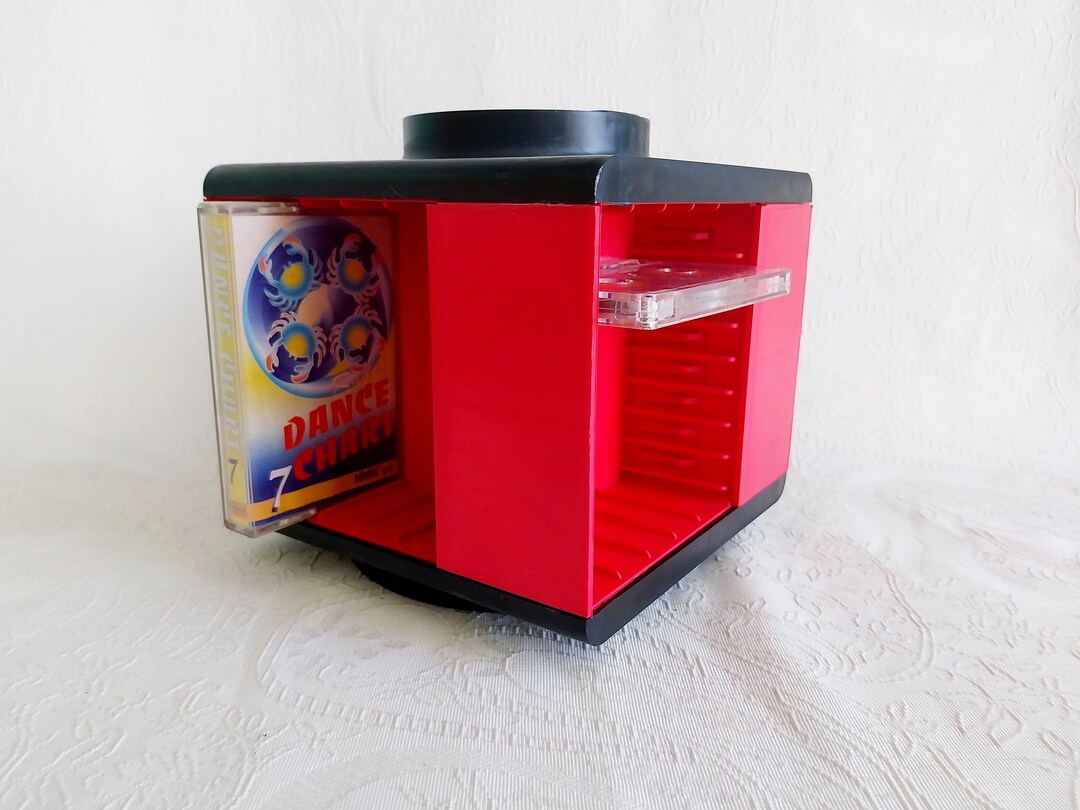 Vintage Rotating Cassette Holder, Audio Cassette Storage, Retro 80s