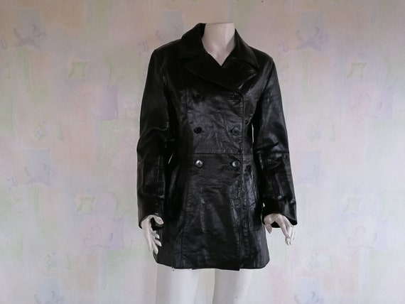 Buy Vintage Women s Peacoat Genuine Black Leather Women s Size L
