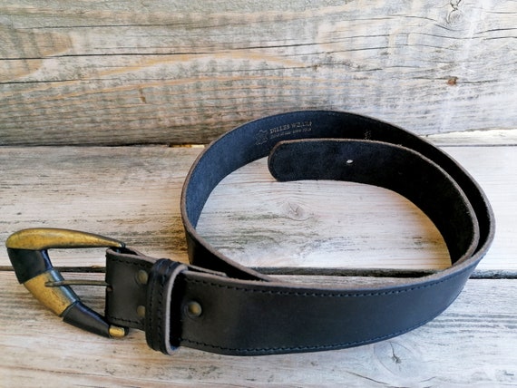 Bikers Real Leather Belt, Black Genuine Leather B… - image 4