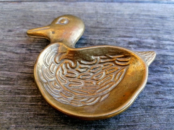 Vintage Brass Miniature Duckling, Small Brass Tri… - image 1