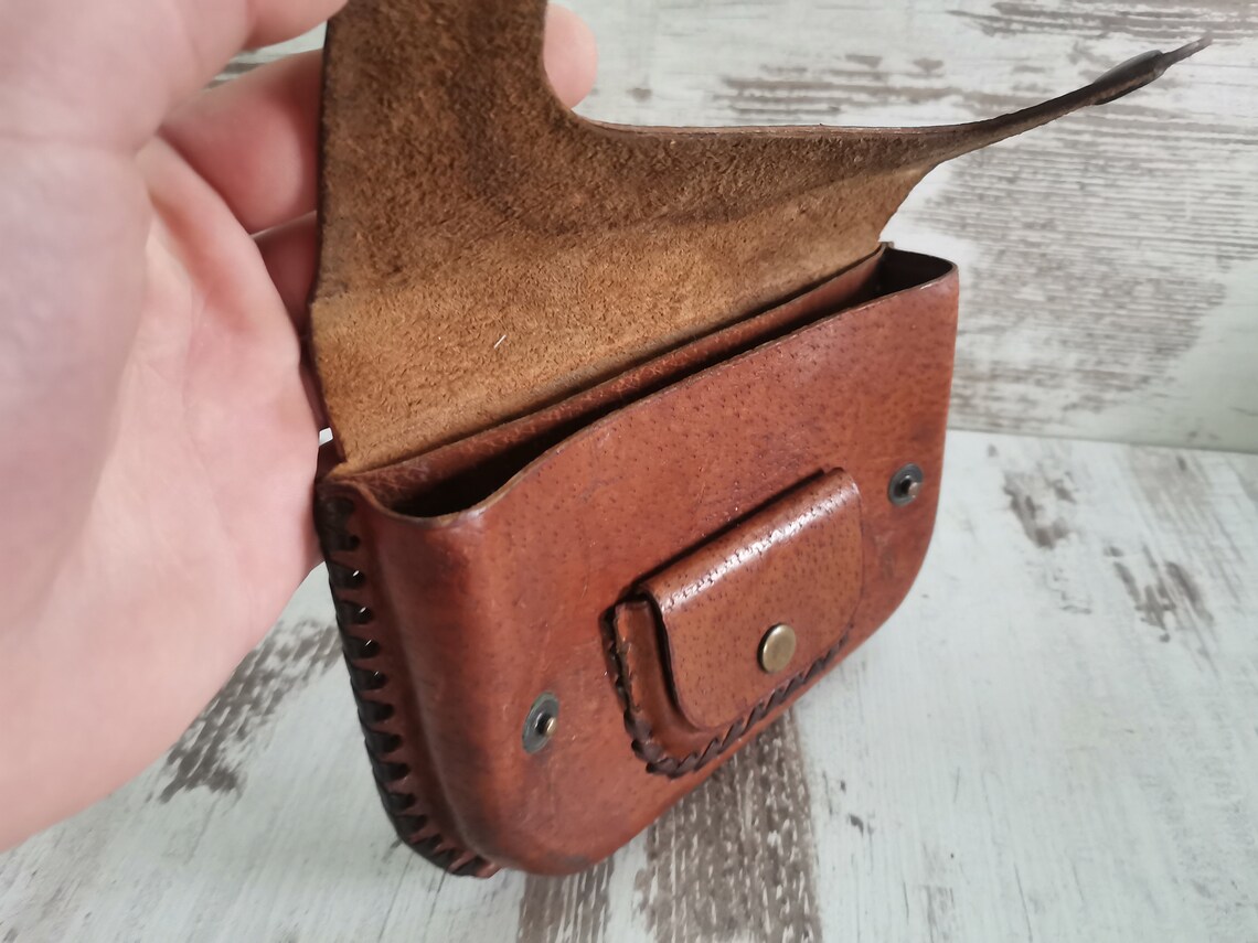 Vintage Handmade Belt Purse Genuine Brown Leather Hips Belt Etsy